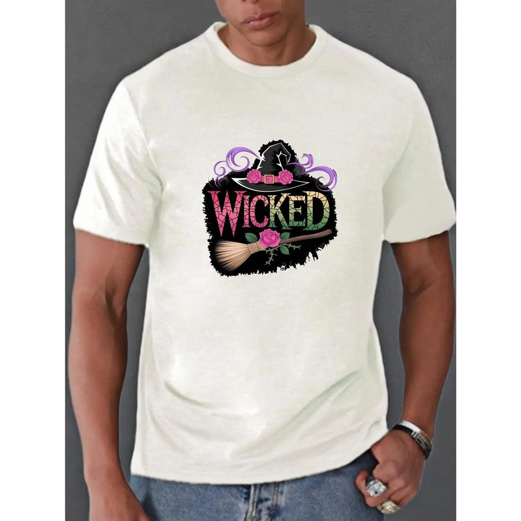 Mens Halloween Graphic Tee 100 Percent Cotton Crew Neck Short Sleeve Casual Black Shirt Featuring Crow And Moon Design Ideal For Outdoor Activities And Everyday Wear Halloween Tee