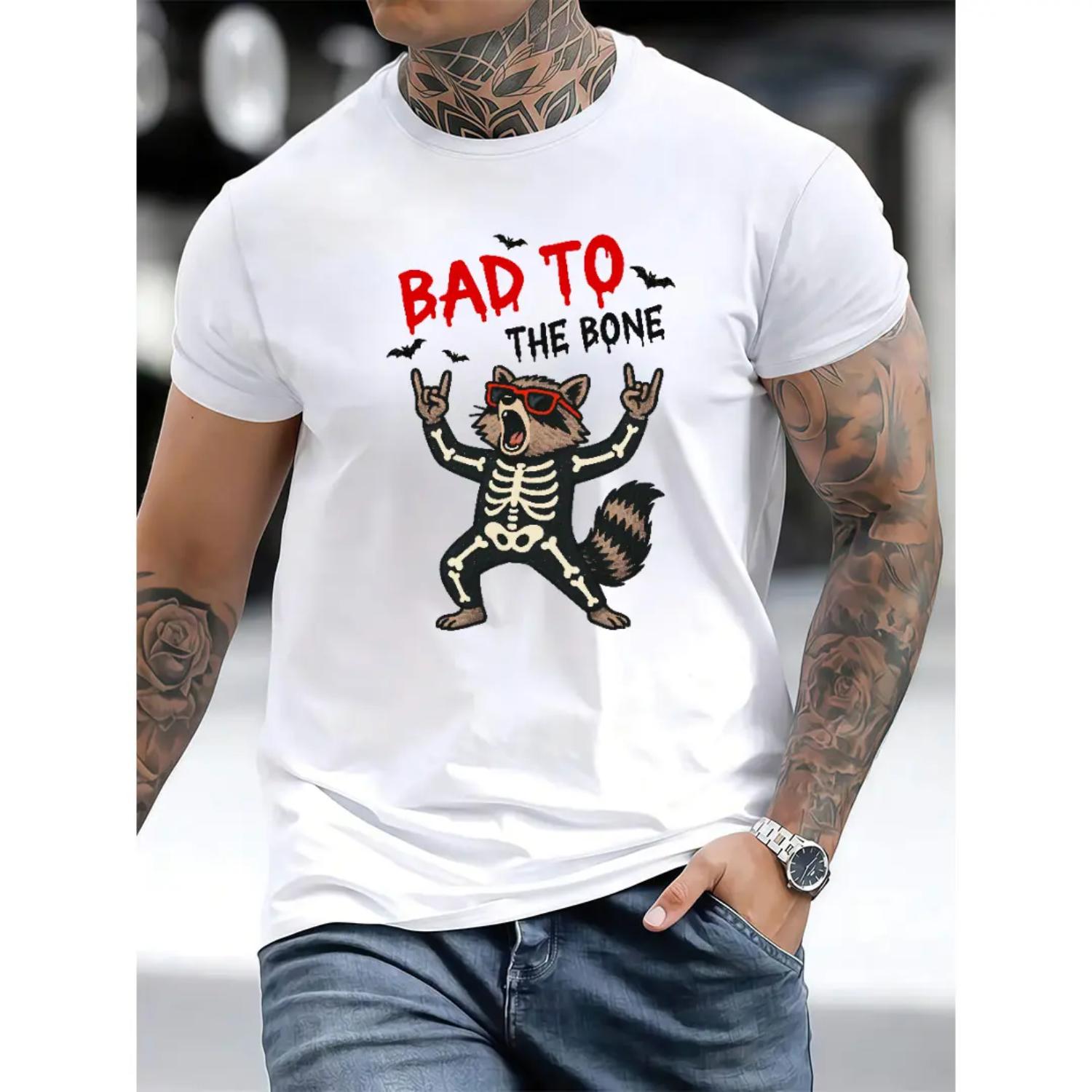 Mens Halloween Black Cat Graphic Cotton TShirt Casual Short Sleeve Round Neck Machine Washable Halloween Top Streetwear