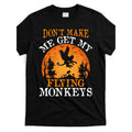 Unisex Funny Flying Monkeys Graphic T-Shirt Soft Breathable Cotton Crew Neck Shirt with Witch and Bats Design Lightweight Comfortable Fit Suitable for Casual and Halloween Events