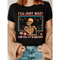 Casual Short Sleeve Women's TShirt with Skeleton Guitar Graphic Featuring Colorful Geometric Patterns Round Neck Summer Wear Perfect for Teachers and Humorous Gift
