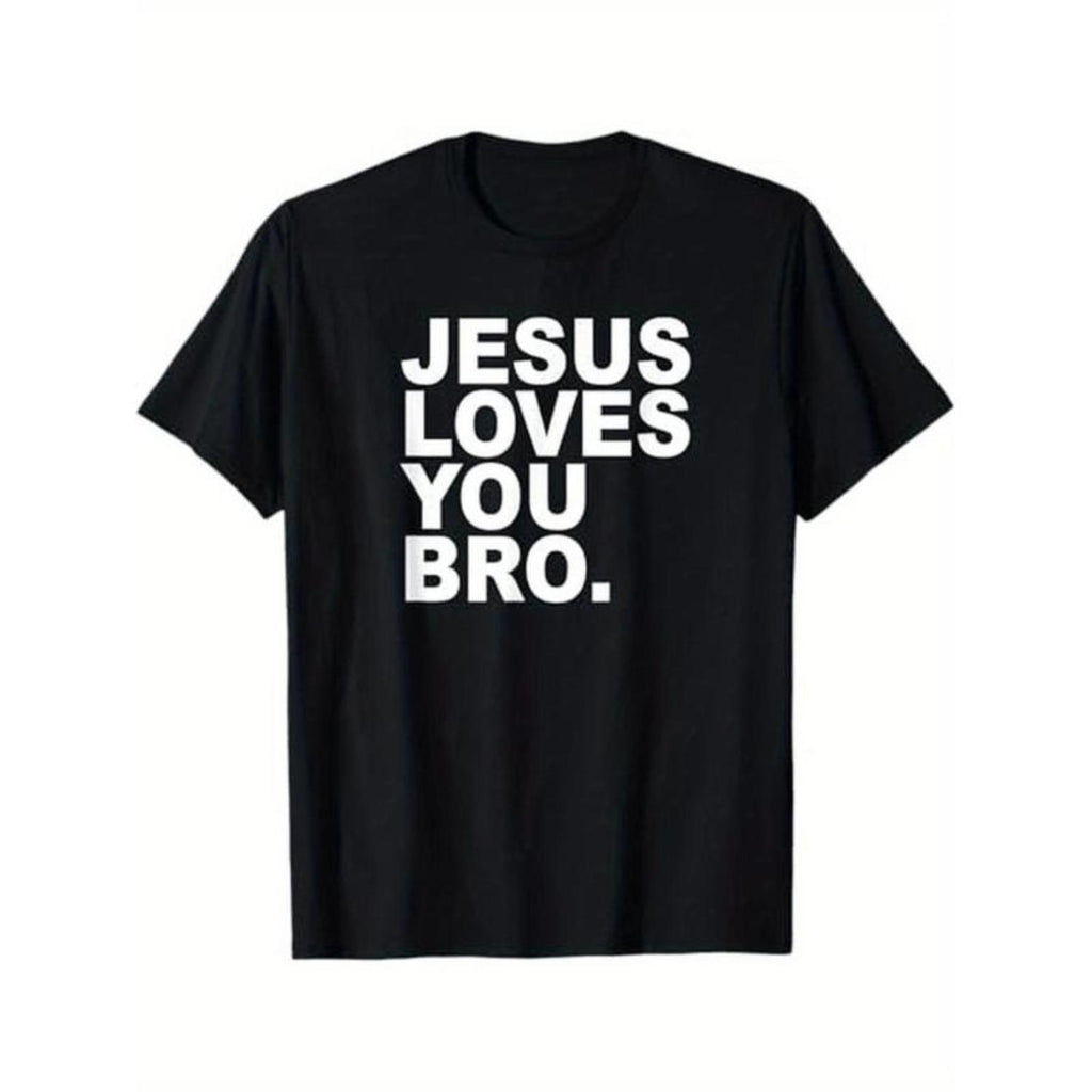 Faith Inspired Cotton T Shirt Featuring Bold Jesus Loves You Bro Design