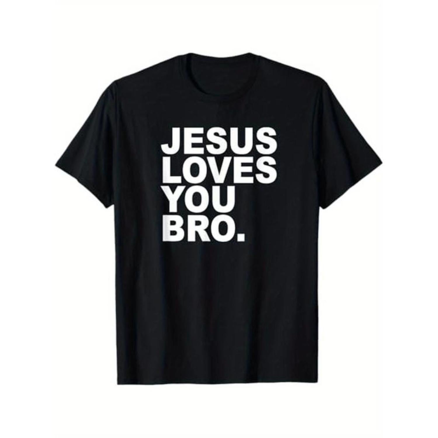 Faith Inspired Cotton T Shirt Featuring Bold Jesus Loves You Bro Design