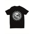 Mens Gothic Skull Graphic Tee Black Cotton Punk Style Shirt with Spider Web Design Edgy Alternative Fashion Comfortable Unisex Casual Top Breathable Cotton Halloween Apparel