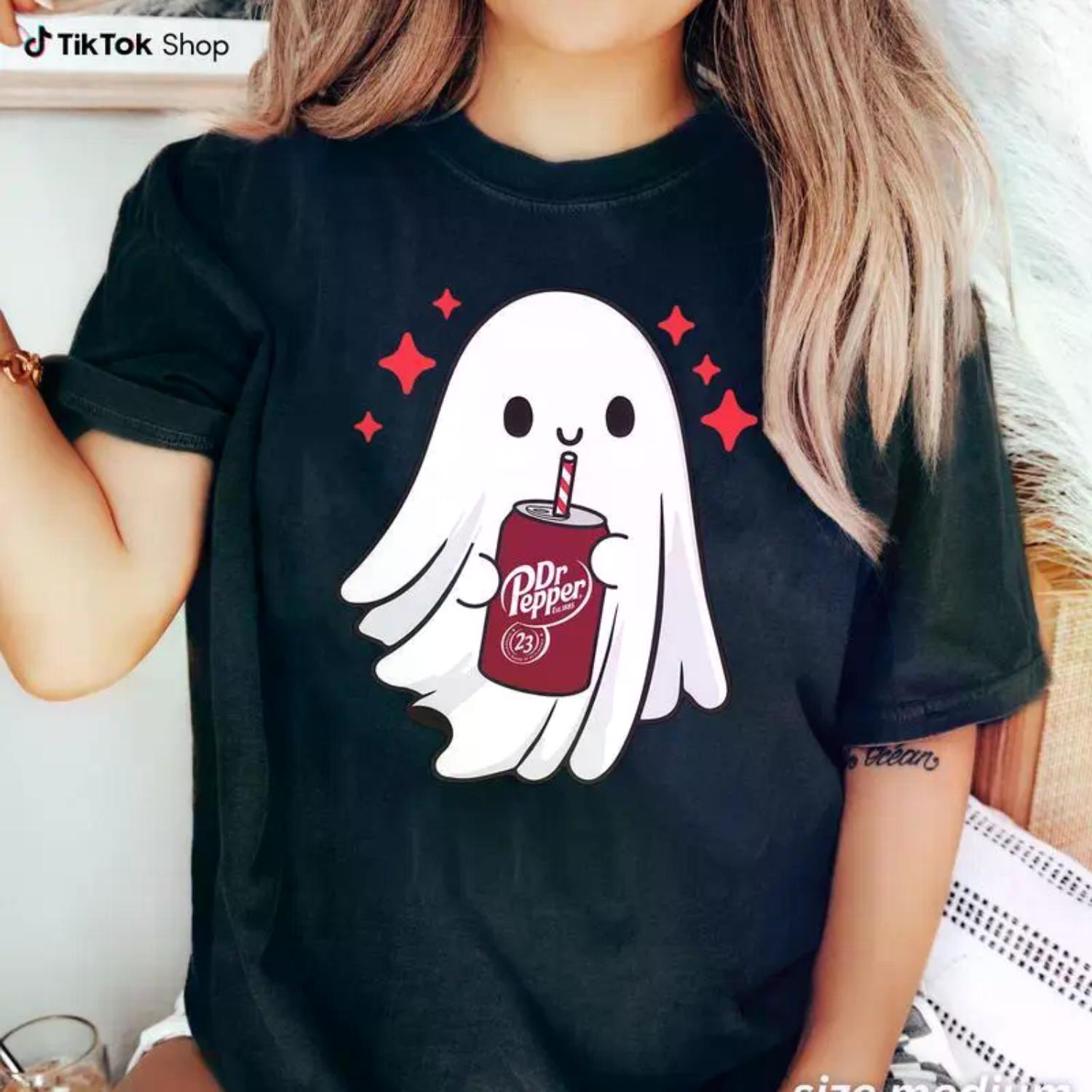 Spooky Halloween Ghost T Shirt with Skeleton Design Funny Paranormal Graphic Tee for Ghost Enthusiasts