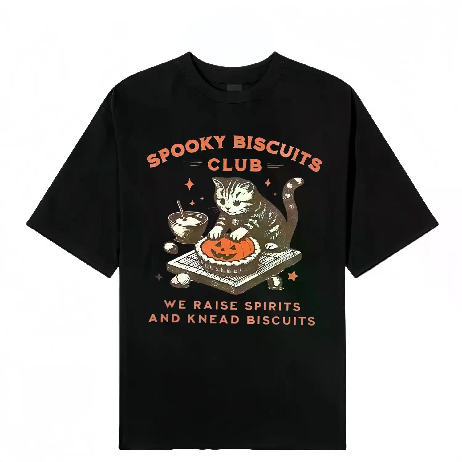 Halloween Cat T Shirt Pumpkin Pie Tee Spooky Cat Shirt Halloween Baking T Shirt Gift for Men Women Crew Neck T Shirt Trending T Shirt