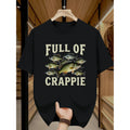 Mens Casual Crew Neck Short Sleeve TShirt Full of Crappie Graphic Print Lightweight Stretch Knit Fabric Regular Fit for Adults Ideal for Summer Outings and Casual Wear Fishing Shirt