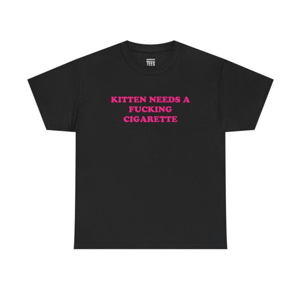 Kitten Needs A Cig Unisex Cotton Tee Featuring Funny Cat Design