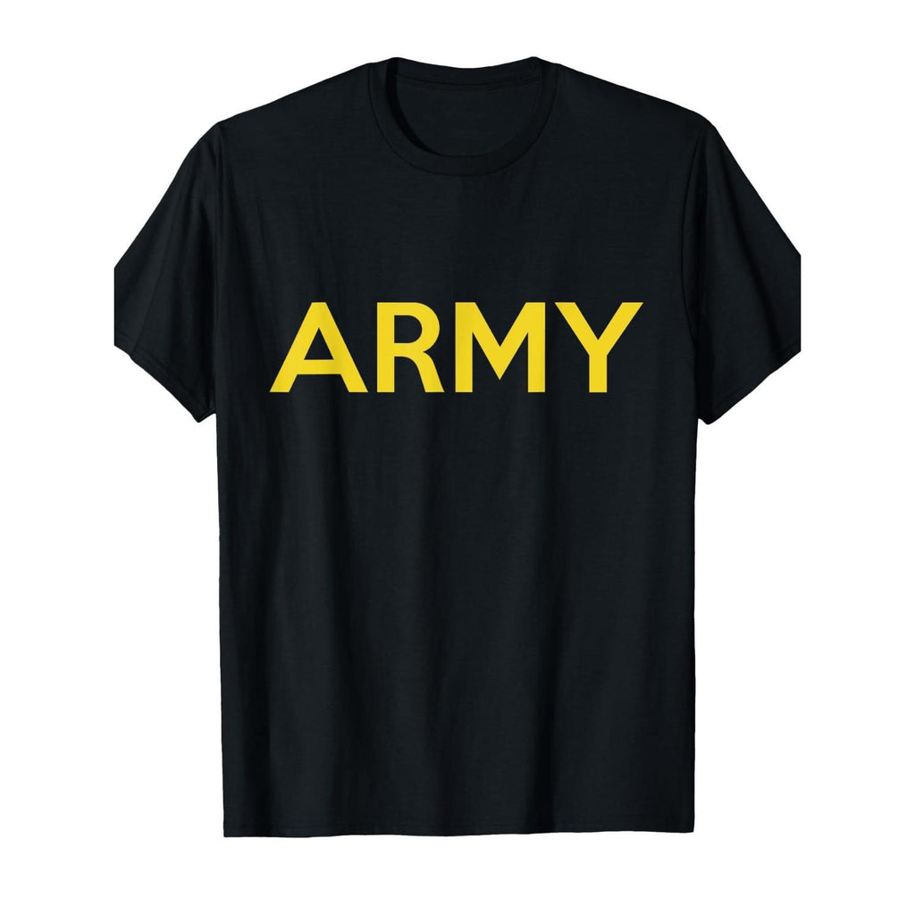 Men's Army Fitness T Shirt with Bold Graphic Print in Royal Blue and Yellow Lettering for Casual and Workout Wear All Season Comfortable Durable Street Style