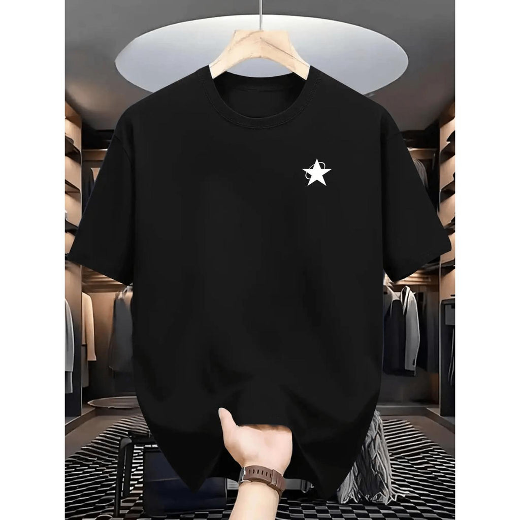 Men S 100 Cotton Casual T Shirt Featuring Beige Star Print and Breathable Fabric for Summer Gym Beach and Casual Outfits Versatile All Season Layering Essential with Relaxed Fit