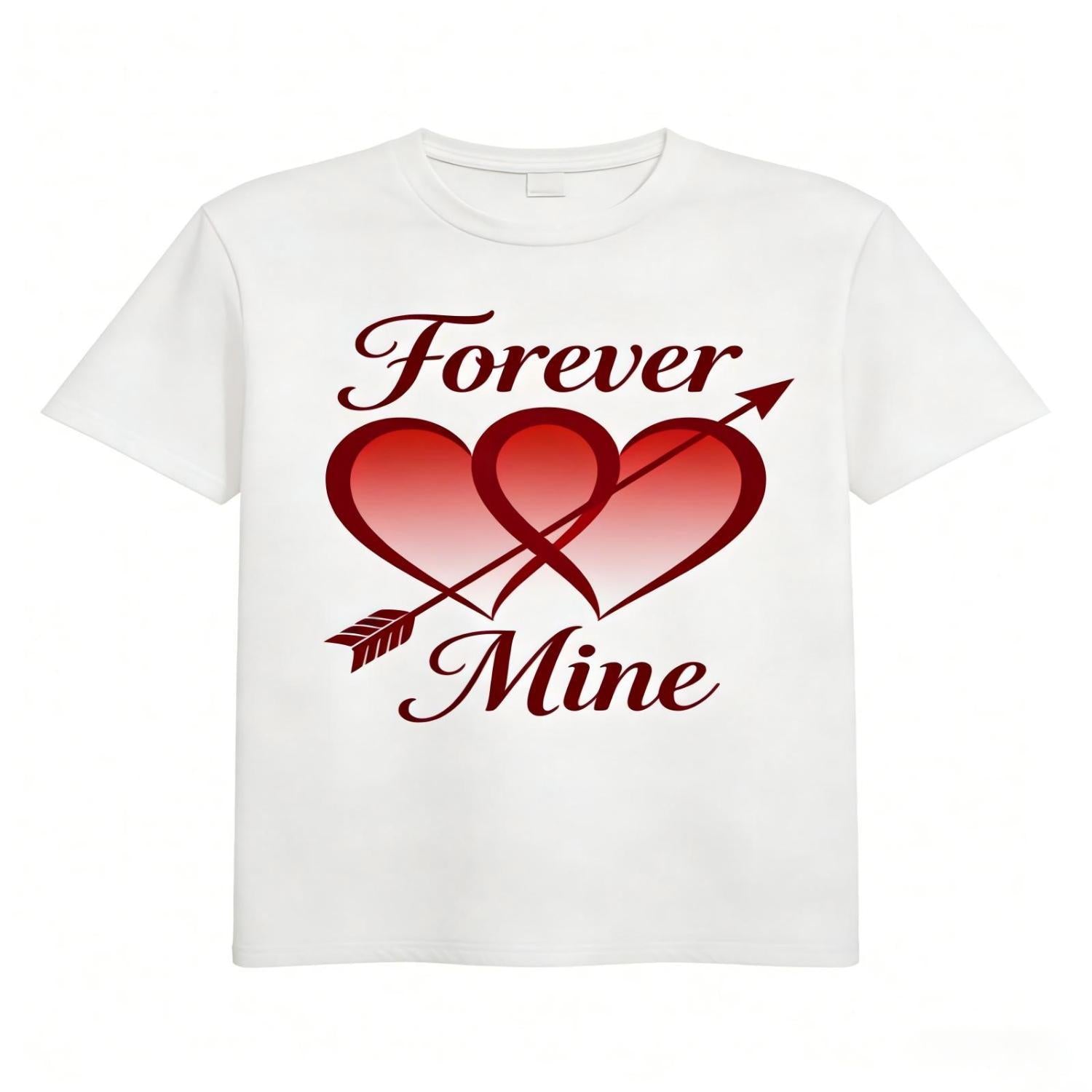Romantic Heart Theme T Shirt For Valentines Day Cute Couple Graphic Tee Lightweight Cotton Shirt