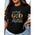 Womens Inspirational Im Proof That God Answers Prayers Graphic Cotton TShirt Loose Fit Short Sleeve Round Neck Casual Top Featuring Cross Design Breathable Summer Tee Ideal for Daily Wear and Parties Machine Washable Comfortable Fabric and Relaxed Fit