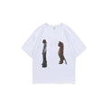 Humorous Destroy Lonely Standing Cat Graphic T-Shirt for Women Y2K Style Opium Ken Carson Inspired Tee