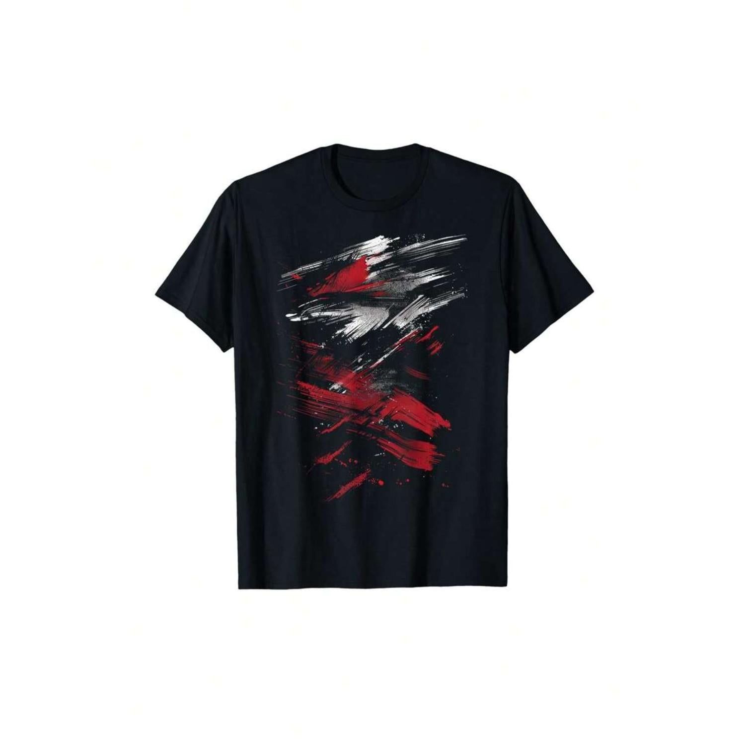 Red And Black Dynamic Splatter Graphic T Shirt Personalized Casual Short Sleeves 100 Percent Cotton Funny Graphic Tee For Men S To XXXL New Year Christmas Gifts