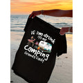 Womens Plus Size Casual Short Sleeve T Shirt Humorous Camping Graphic Print Relaxed Fit Round Neck Breathable Semi Sheer Fabric Machine Washable Summer Top for Outdoor Adventures and Beach Trips Playful Design