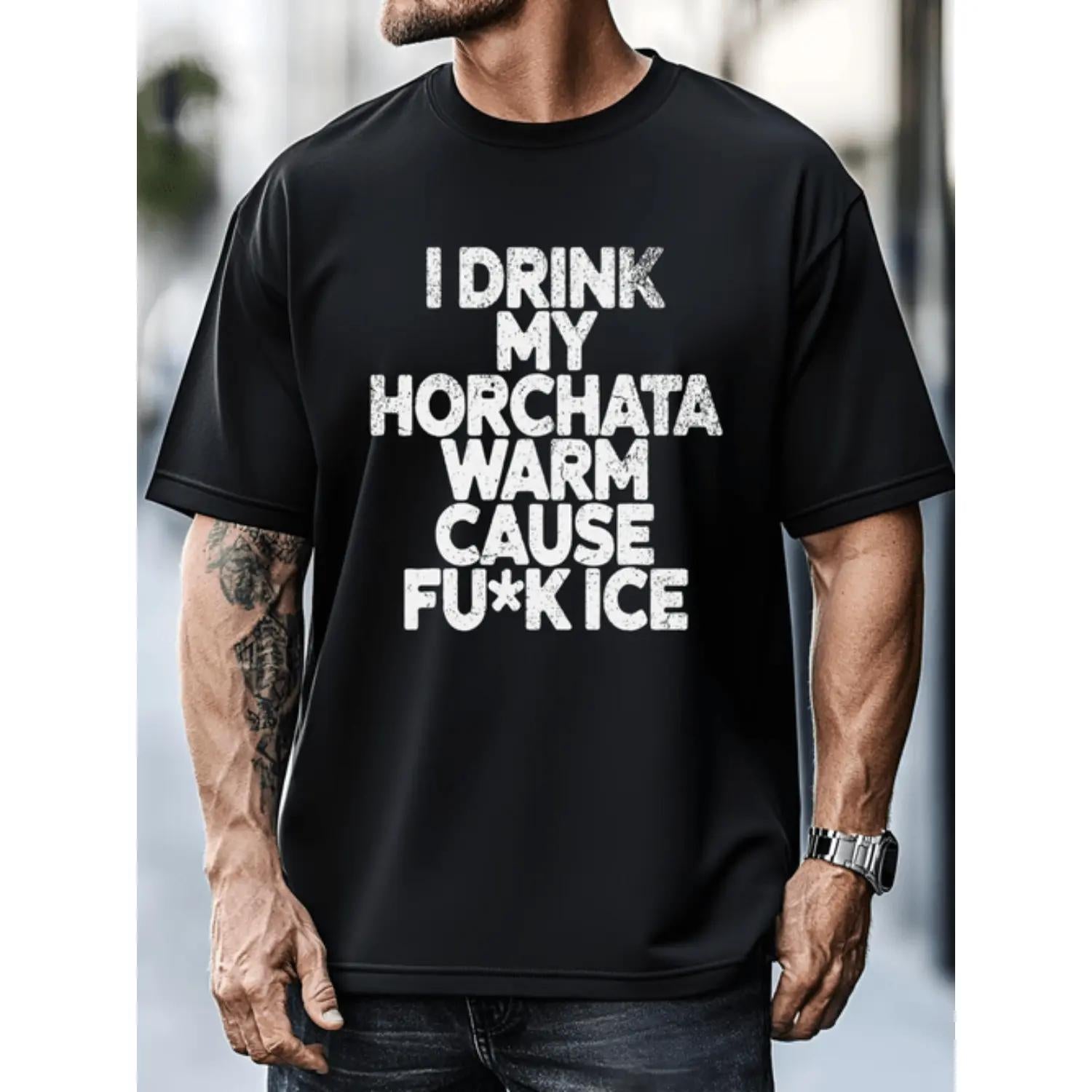 My Warm Cause Fck Ice Short Sleeve Cotton T Shirt Crew Neck Soft Breathable Regular Fit Black
