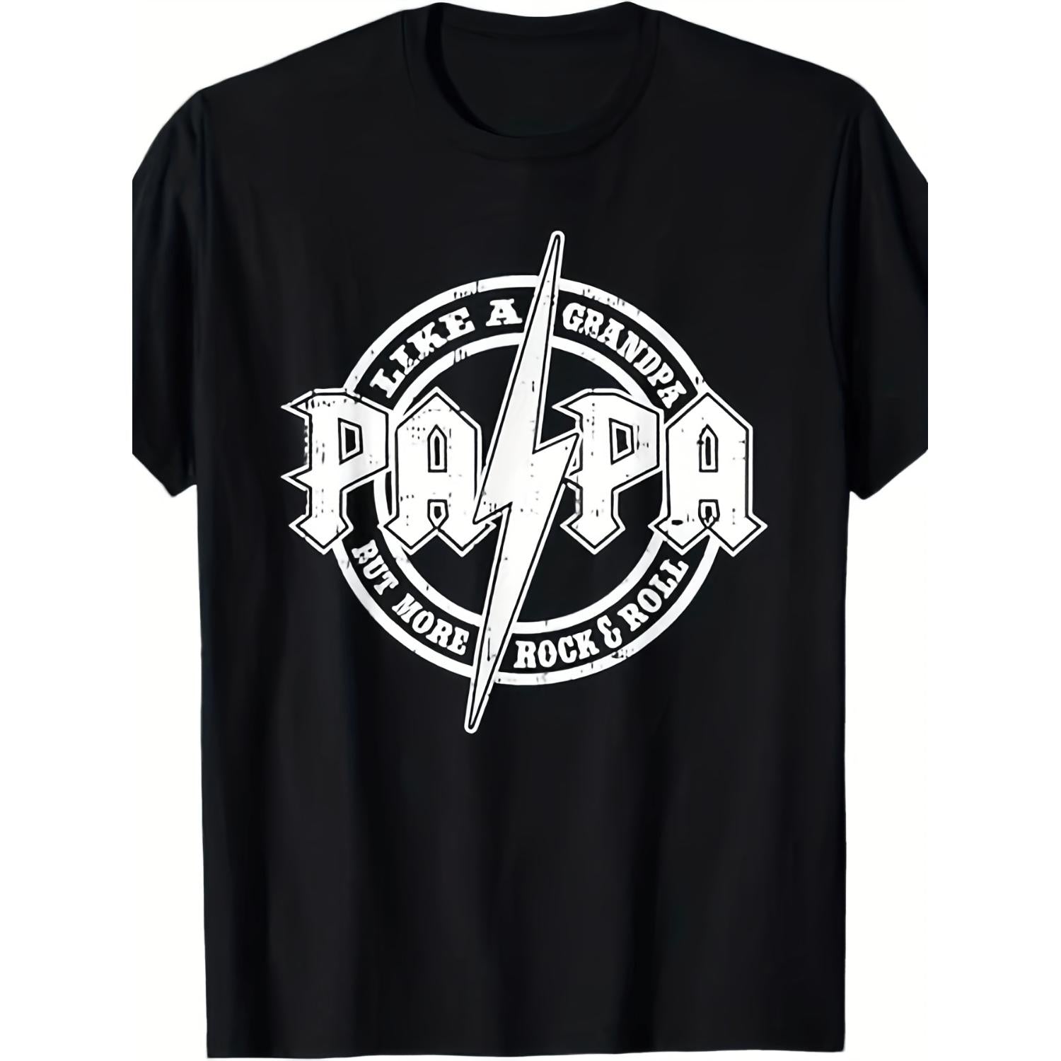 Humorous Fathers Day TShirt Featuring Papa Like A Grandpa Retro Rocker Dad Graphic Tee in Multiple Sizes Casual Short Sleeve Comfortable Gift Idea