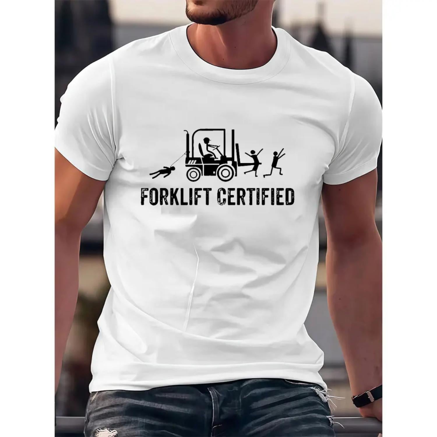 Humorous Forklift Operator Badge Shirt Graphic Tee for Certified Lift Truck Drivers