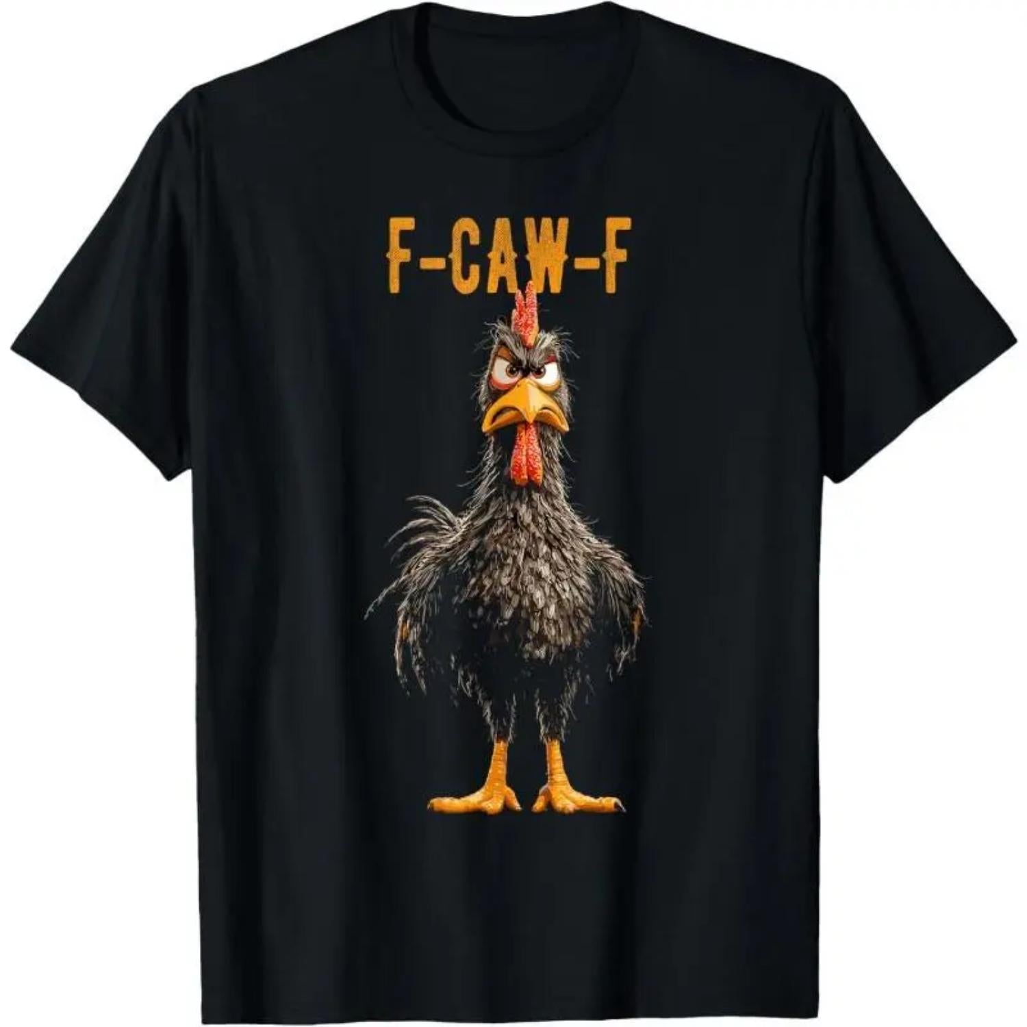 100 Percent Cotton Unisex Black Chicken Graphic Tee for Chicken Lovers Casual Round Neck Streetwear Tops for Men and Women