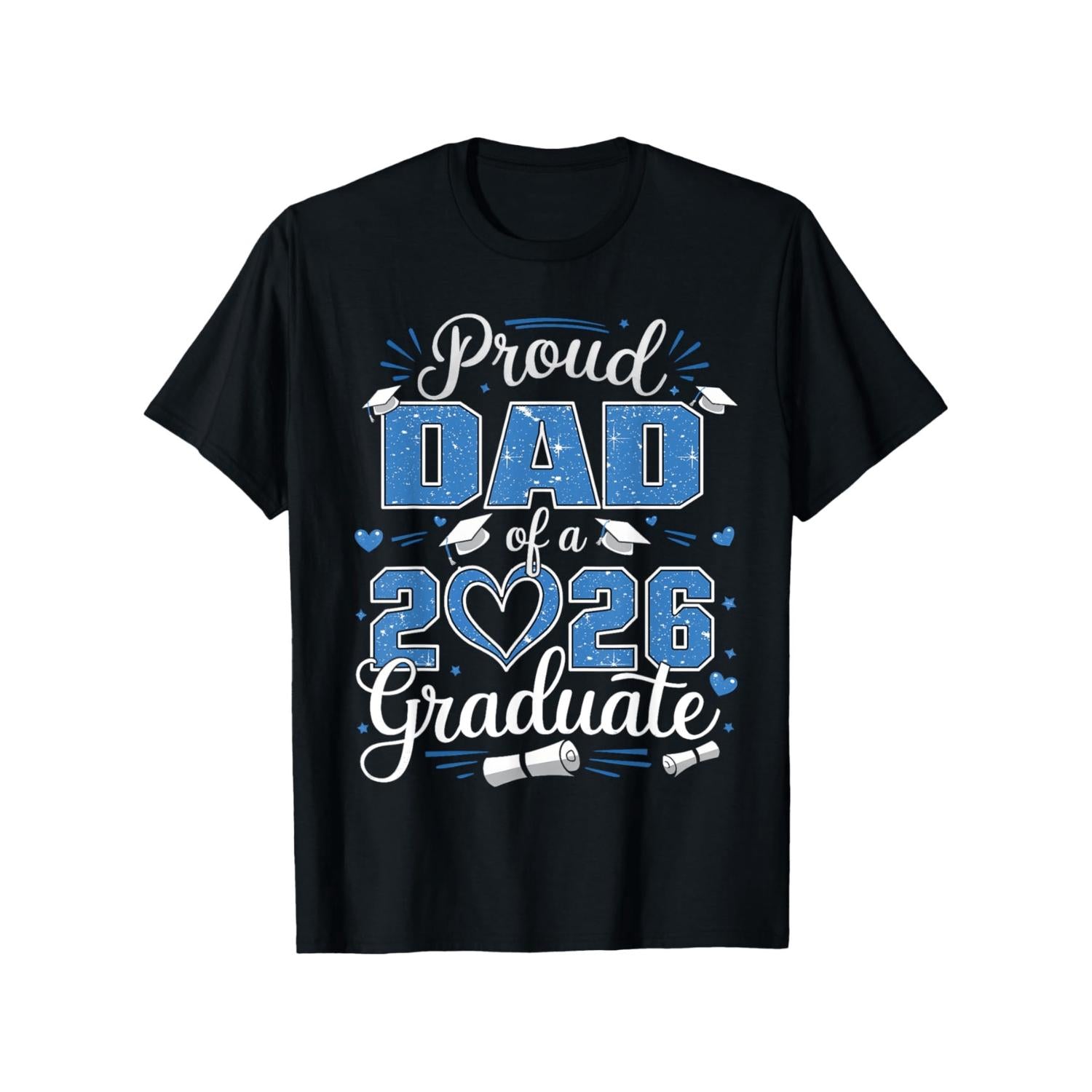 Class Of 2026 Proud Dad T Shirt Unisex Loose Fit Slogan Print Round Neck Graduation Gift For Parents Celebrating Senior Year