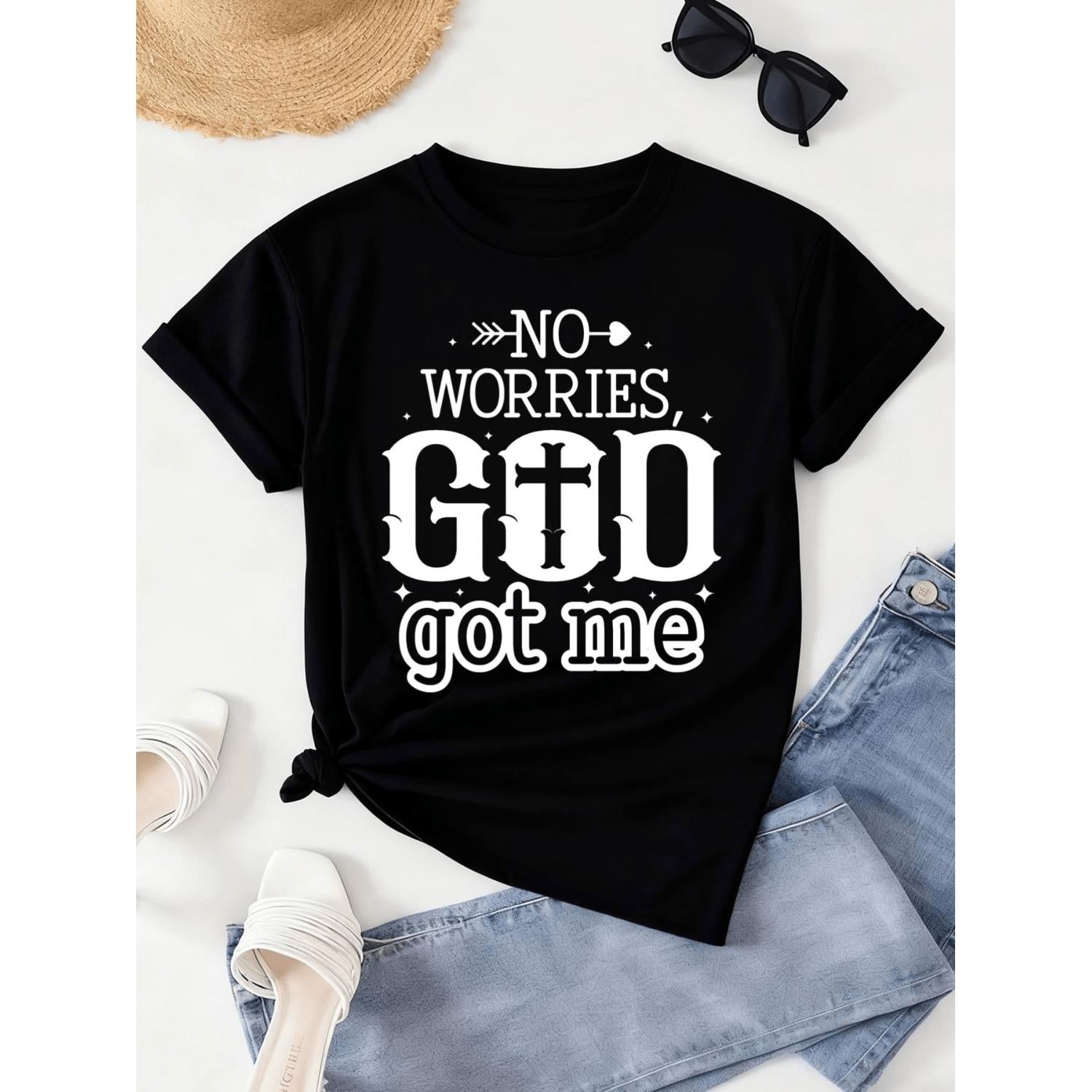 God Got Me T Shirt for Women Comfortable 100 Percent Cotton Regular Fit Casual Wear Suitable for All Seasons