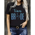 Plus Size Womens Casual Crew Neck Short Sleeve Fashion T Shirt with Team Bride Graphic Print Soft Stretchy Machine Washable Perfect for Spring and Summer Lightweight Style