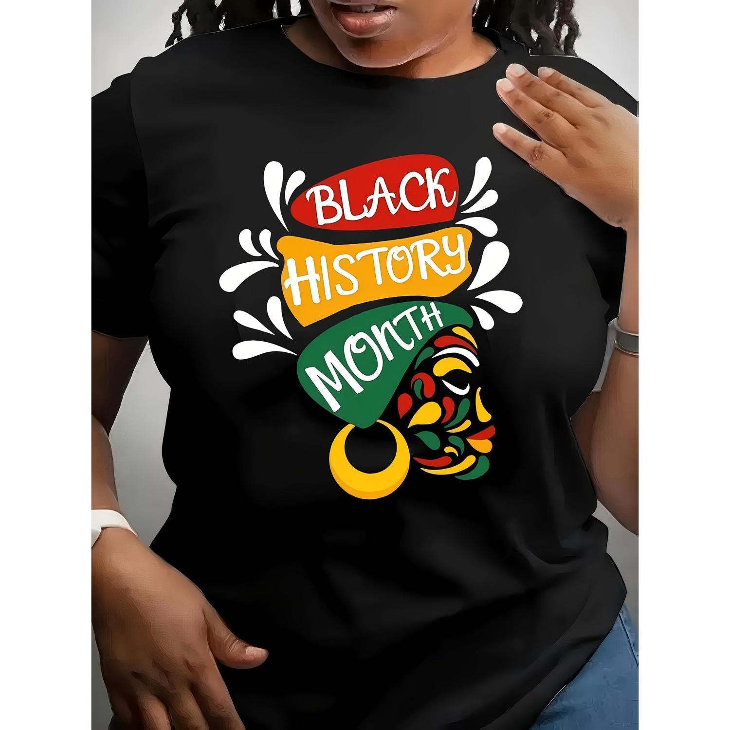 Celebrating Cultural Pride with Women's Black History Month T-Shirt Featuring African Map Rasta Symbols and Pan African Colors for All Year Wear