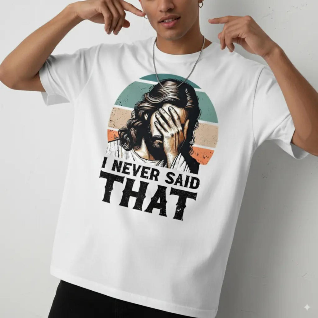 Mens Humorous Graphic Tee Featuring I Never Said That Tenet Made of Cotton in USA Black Loose Fit Casual Summer T Shirt with Retro Stripes and Geometric Pattern