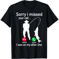 Fishing Phone Call with Fishing Line Funny Fisherman Design Printed Short Sleeved T Shirt for Men