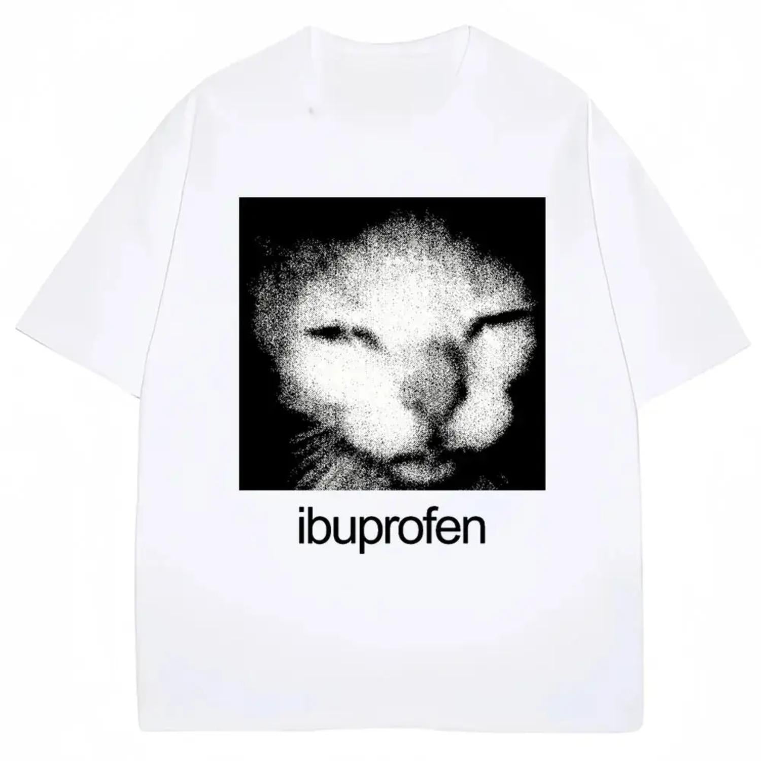 Humorous Vintage Cat Meme Graphic Tee for Men and Women Oversized Cotton Casual Streetwear