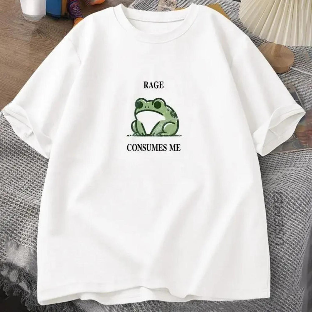 Rage Consumes Me Frog Vintage T Shirt Nature Lover Silly Frog Retro Style Mens Womens Cotton Short Sleeve Long Sleeve Crop Top Letters Printed
