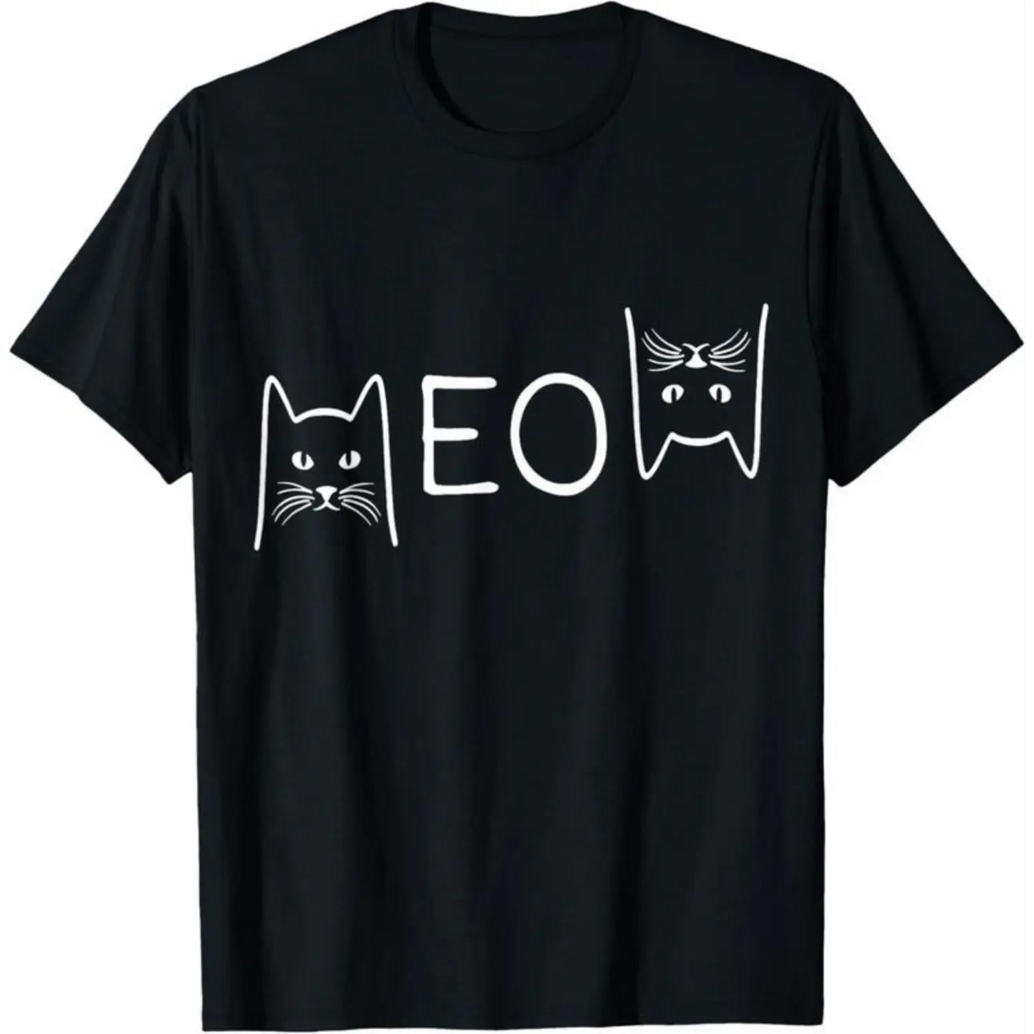 100 Percent Cotton Meow Cat Shirt Featuring Meow Kitty and Funny Cats Mom and Cat Dad Design