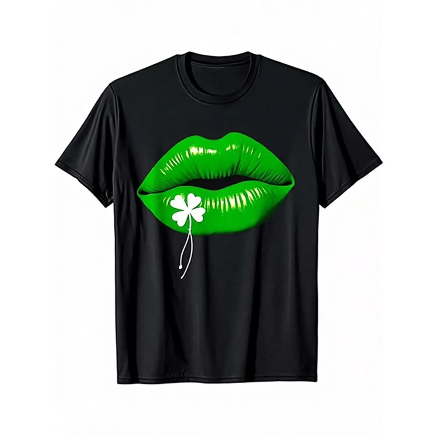 Lucky Four Leaf Clover St Patricks Day T Shirt for Men and Women Irish Symbol Print Short Sleeve Round Neck Top Perfect for Celebrations Outdoor Events and Casual Wear Easy to Care for Comfortable Fit for All Body Types