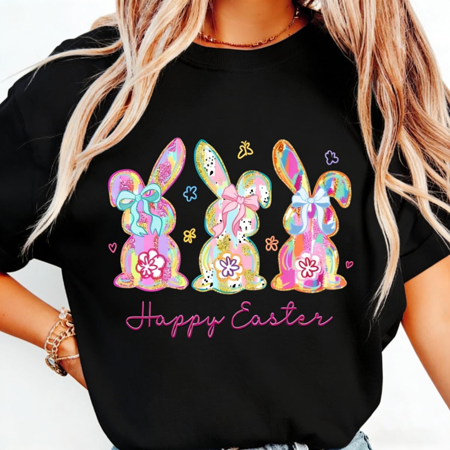 Easter Teacher Pencil T Shirt Back to School Crew Neck Cotton Shirt Gift for Her