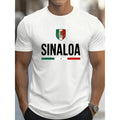 Men's Casual Breathable Short Sleeve T Shirt Featuring Mexican Flag and SINALOA Graphics Lightweight Round Neck Tee for Spring and Summer Machine Washable Regular Fit Summer Apparel Bold Graphic Design Comfort