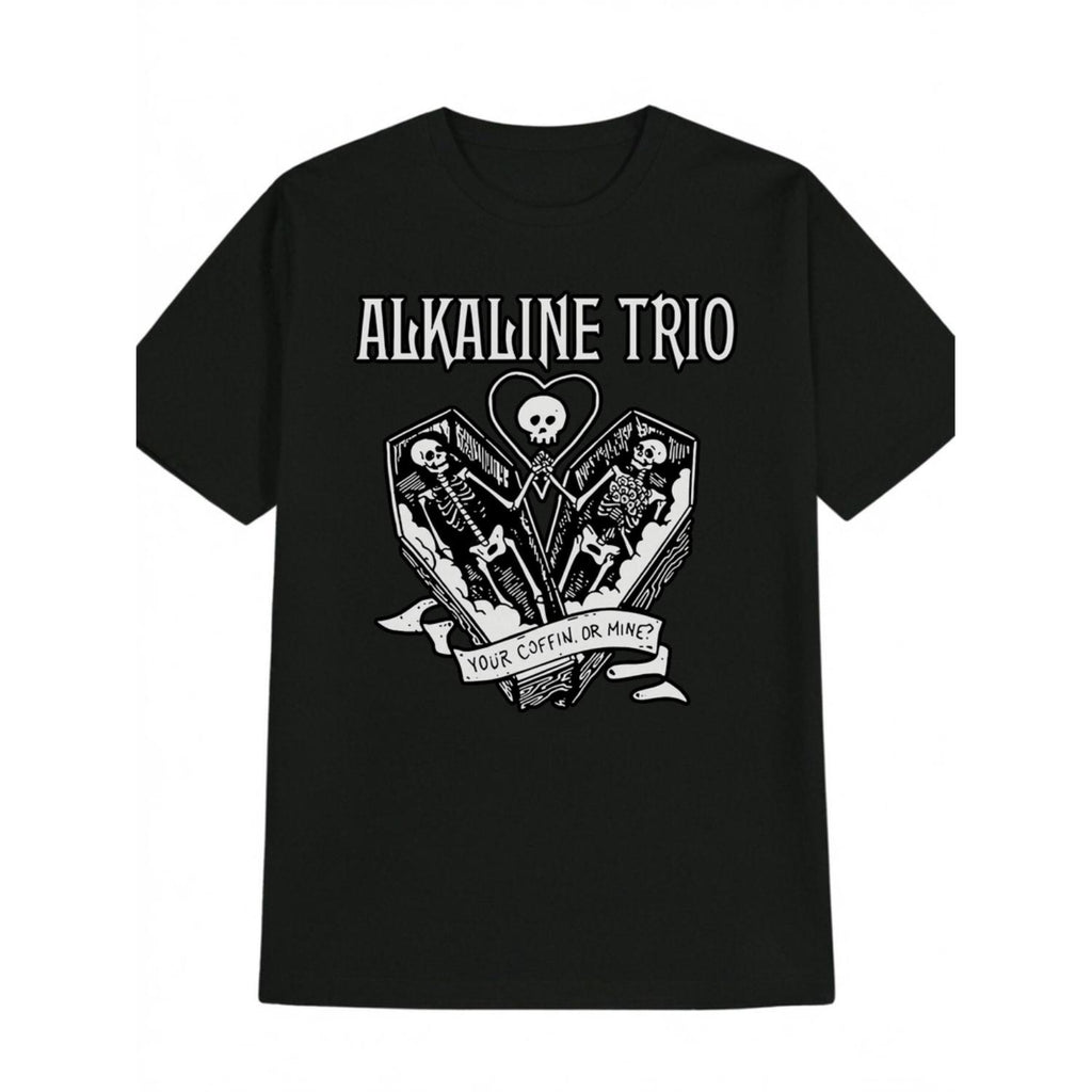 Alkaline Trio Men's Graphic T Shirt Your Coffin or Mine Skeleton and Heart Print Casual Round Neck Top Regular Fit Summer Wear Durable and Comfortable Summer Casual Shirt