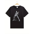 Joyful Skeleton Guitarist and Ramen Print Short Sleeve T Shirt for Men