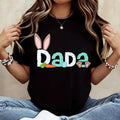 Easter Bunny Ears And Carrot Design Dad Print T Shirt White Crew Neck Casual Top For Easter Celebration