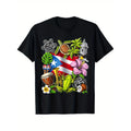 Puerto Rico Inspired Graphic T Shirt Featuring Vibrant Cultural Symbols Including Coqui Frog Maracas and Hibiscus Unisex Short Sleeve Crew Neck Casual Top