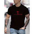 Mens Cross Pulse Print Knit Polyester Blend Crew Neck TShirt Regular Fit Slight Stretch and Breathable Comfort for Seasonal Casual Wear