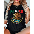Womens Mexico Graphic Print TShirt Short Sleeve Crew Neck Casual Top Featuring Vibrant Eagle and Serpent Design Lightweight Summer Spring Tee Machine Washable Regular Fit Travel Apparel with Cultural Motif