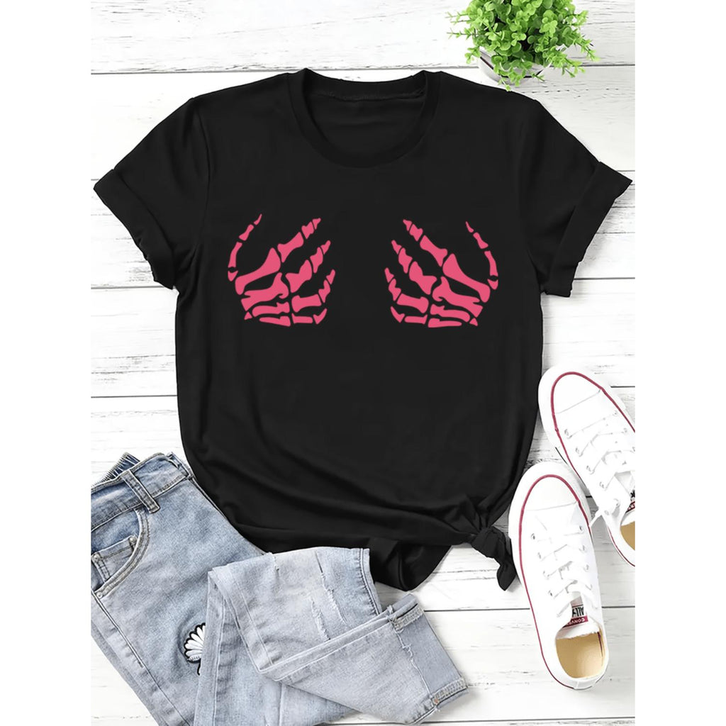 Plus Size Women's Oversized Graphic T Shirt with Pink Paw Print Short Sleeve Round Neck Casual Top Breathable Summer and Spring Tee Machine Washable Comfortable Relaxed Fit