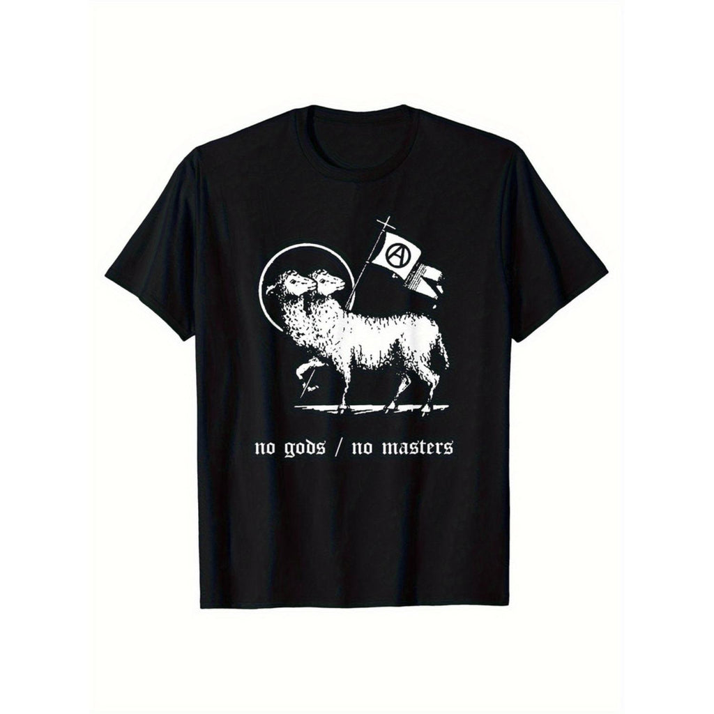Mens Womens No Gods No Masters Punk Graphic TShirt Anarchist Flag Design Crew Neck Short Sleeve Tee for Concerts Gym Casual Attire Ideal Gift for Punk Rockers Sizes S to XXL Machine Washable Rock Band TShirts Streetwear