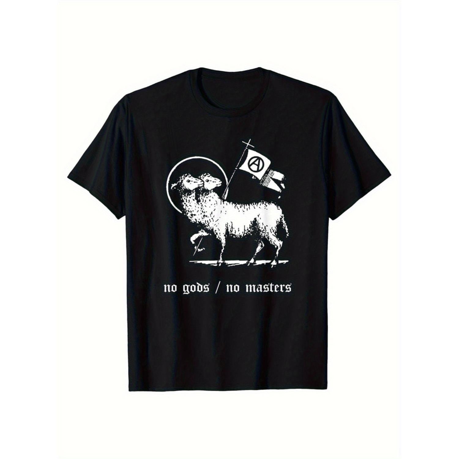 Mens Womens No Gods No Masters Punk Graphic TShirt Anarchist Flag Design Crew Neck Short Sleeve Tee for Concerts Gym Casual Attire Ideal Gift for Punk Rockers Sizes S to XXL Machine Washable Rock Band TShirts Streetwear