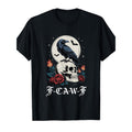 Black Crow and Skull Graphic Tee with Bird Design Casual Short Sleeve Cotton T-Shirt for Adults All Season Wear