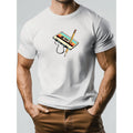 Mens Vintage Cassette Tape Graphic T Shirt Light Grey Retro Tee Featuring Pencil Design Soft Breathable Fabric Ideal for 80s and 90s Nostalgia Outfits Casual Everyday Wear Themed Events Music Shirt and Summer Clothing