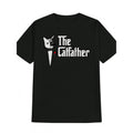 Mens The Cat Father Graphic Tee Casual Black Short Sleeve TShirt with White and Red Print Polyester Machine Washable Ideal Summer Gift for Him Cat Shirt