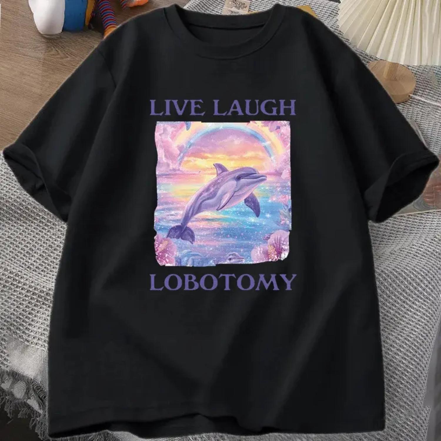 Men's Funny Dolphin Meme Silly Weird Short Sleeve Unisex Printed T Shirt Tops