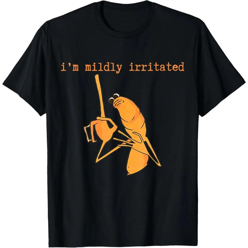 Funny Tees for Men and Women Mildly Irritated Worm Graphic T Shirt 100 Percent Cotton Unisex Tee for Daily Wear Casual Outings and Gift Giving
