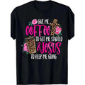 Humorous Coffee Faith Graphic T Shirt for Women Featuring Jesus Print in Pink and Black Lightweight Casual Wear for Relaxed Weekends or Brunch
