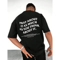 Mens Casual Round Neck TShirt Featuring Letter Print in Black Color 1